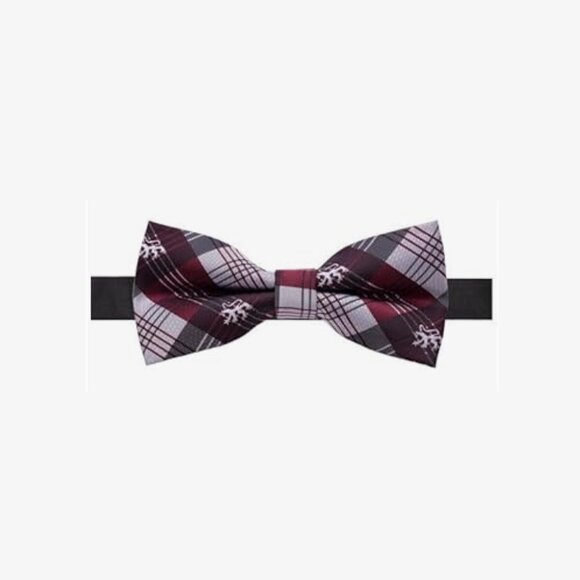 Elegant Bow Tie Bowtie Polyester Maroon Brown Cream Stripes - Picture 1 of 4